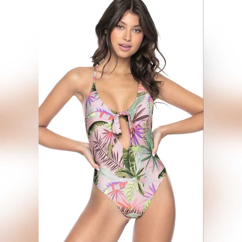 PilyQ One Piece Bathing Suit Size S "Bahamas Arielle" Blue Green Tropical $144